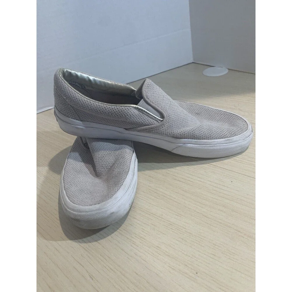 Vans Asher Slip-On Sneaker Perf Gray Leather US Men's Sz 8, Women's 9.5